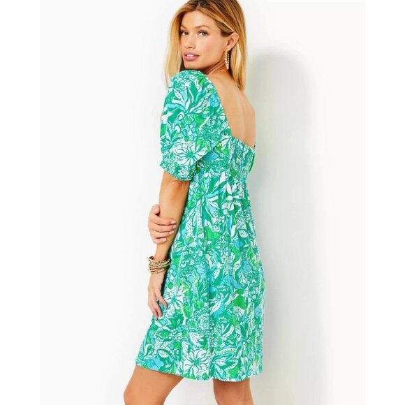 Lilly Pulitzer Delaney Short Sleeve Mini Dress Cumulus Printed M NEW 282421 - Picture 2 of 6